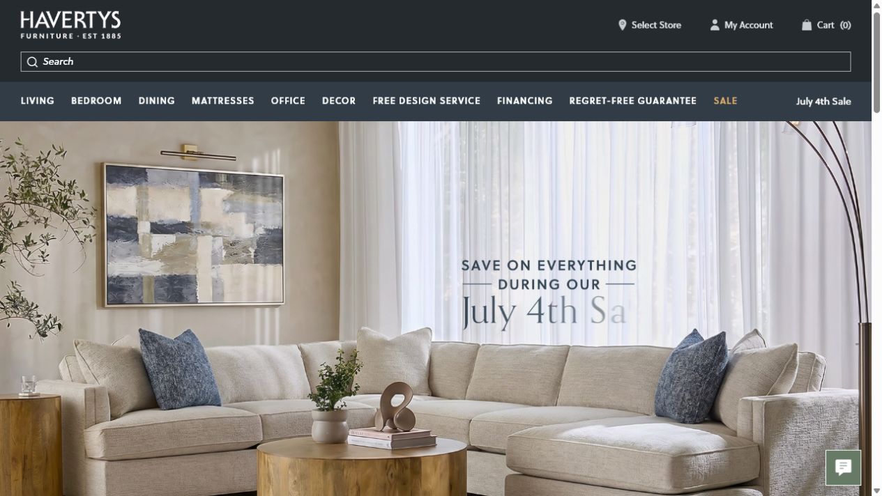 Havertys.com website preview