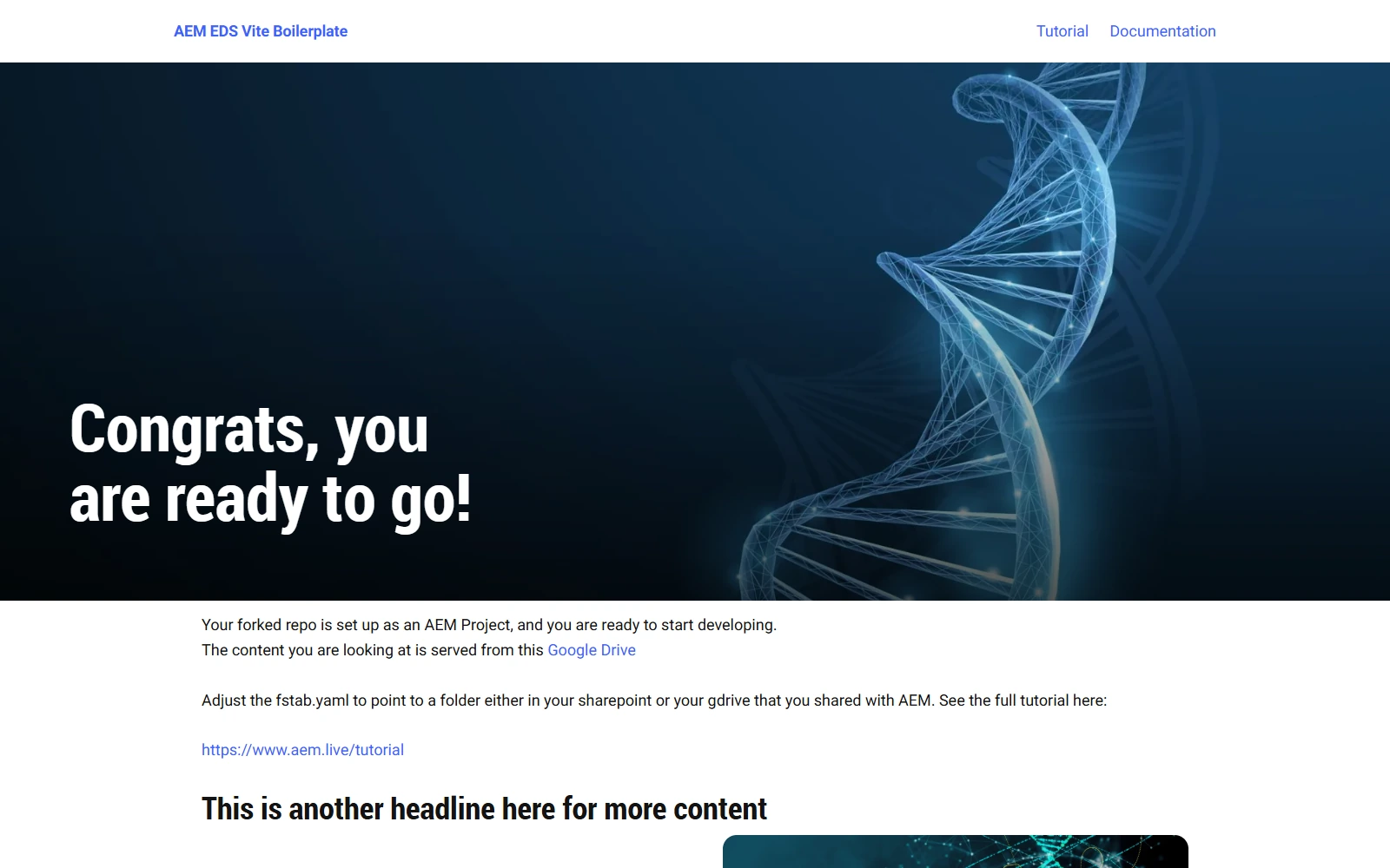 Edge Delivery Services starter homepage with authored content blocks